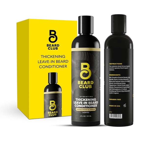 The Beard Club Leave-In Beard Conditioner for Men, Sandalwood and Ginger Cream, Moisturizer and Softener, 4 oz