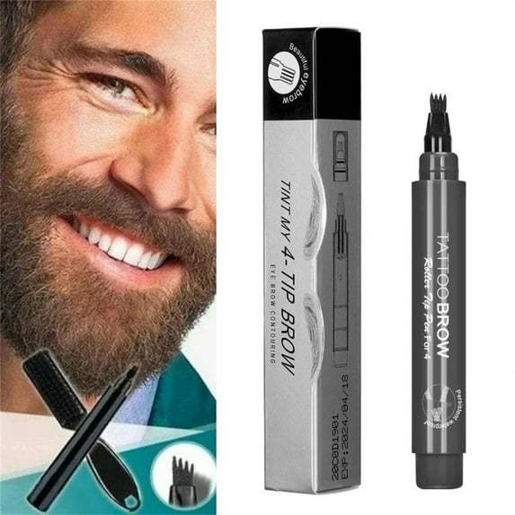 Beard Filling Pen - Waterproof Beard Filling Pen Kit for Men,Beard Pencil Filler for Men - Long-Lasting coverage & Natural Results with Precision & Beard Brush Styling