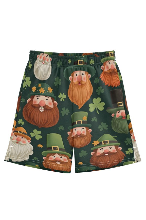 Beard Green Elf Pattern Athletic Shorts Breathable with Comfort Fit Drawstring Casual Sweatshorts Medium