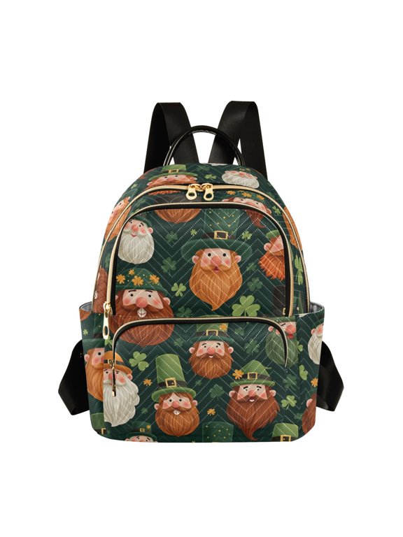 Beard Green Elf Pattern Fashion Backpack Quilted Lightweight Women Travel Daypack 8.5L