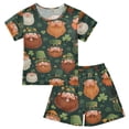 thumbnail image 1 of Beard Green Elf Pattern Summer Pajama Set Soft Cotton Short Sleeve Sleepwear 2PCS Pajama Sets Breathable Lounge Set Size 14Y, 1 of 7