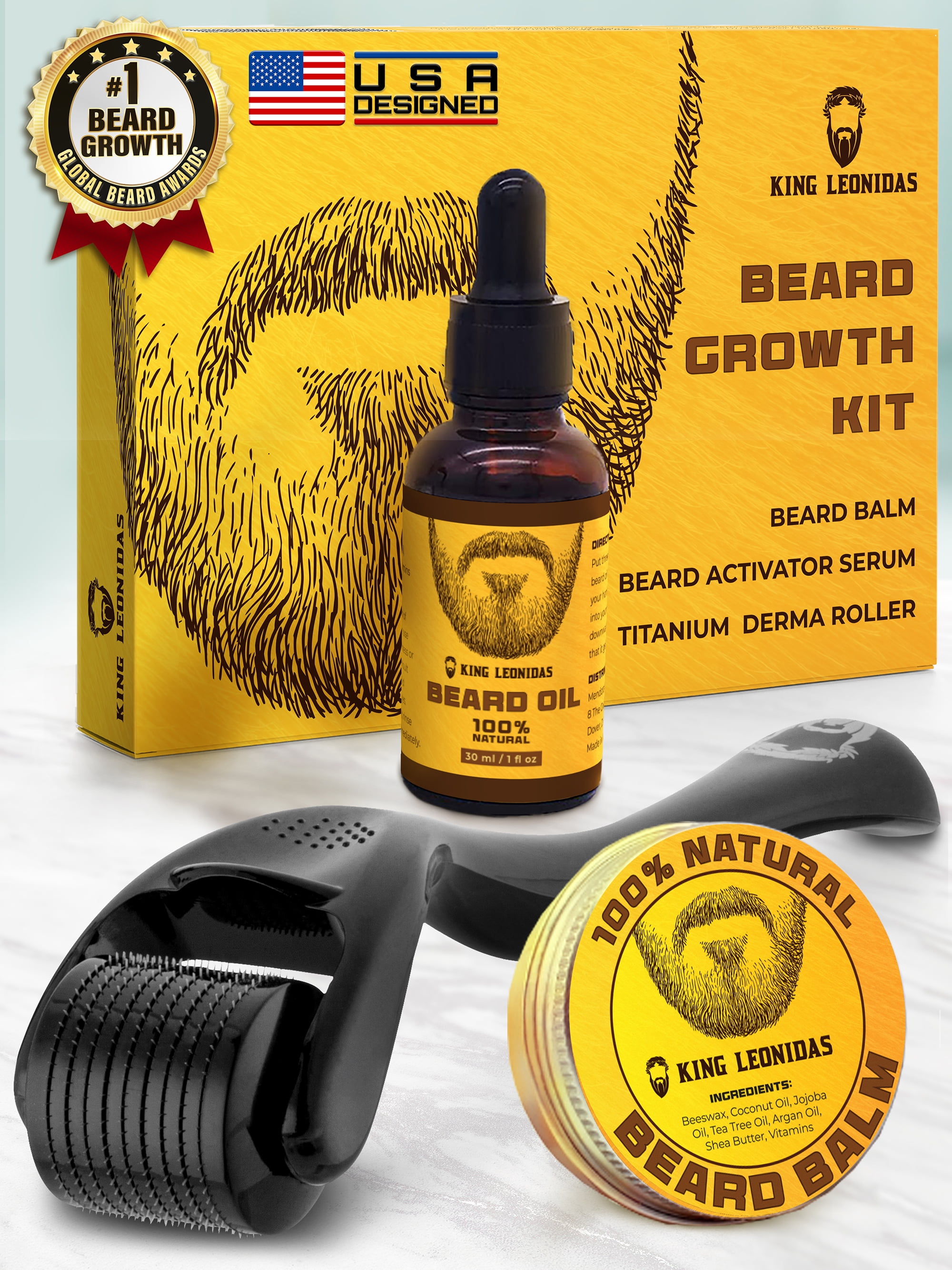 Beard Growth Complete Grooming Kit for Men W/ 540 MicroNeedles Derma