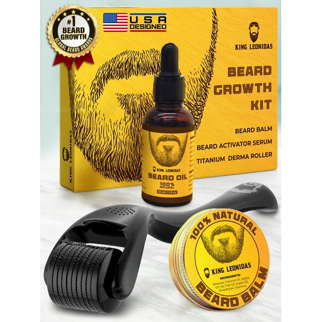 Beard Growth Complete Grooming Kit for Men W/ 540 MicroNeedles Derma