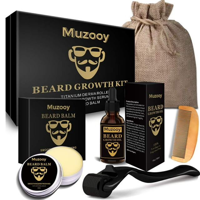 Beard Growth & Maintenance Kit for Men Includes Growth Oil Serum