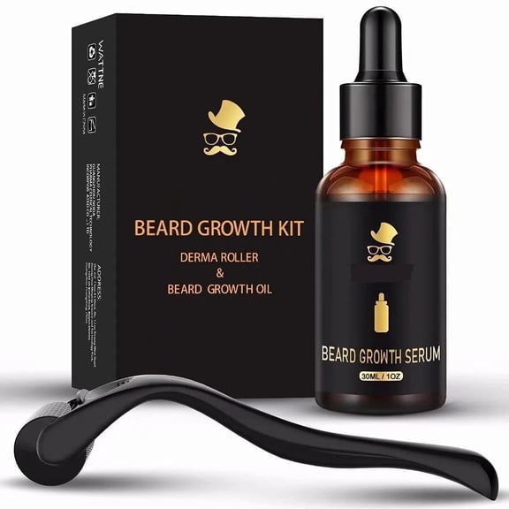 Beard Growth Kit, Derma Roller for Beard Growth,Beard Roller for Hair Growth for Men,Stimulate Promote Beard Mustache and Hair Regrowth - Gifts for Men Him Dad Father Boyfriend