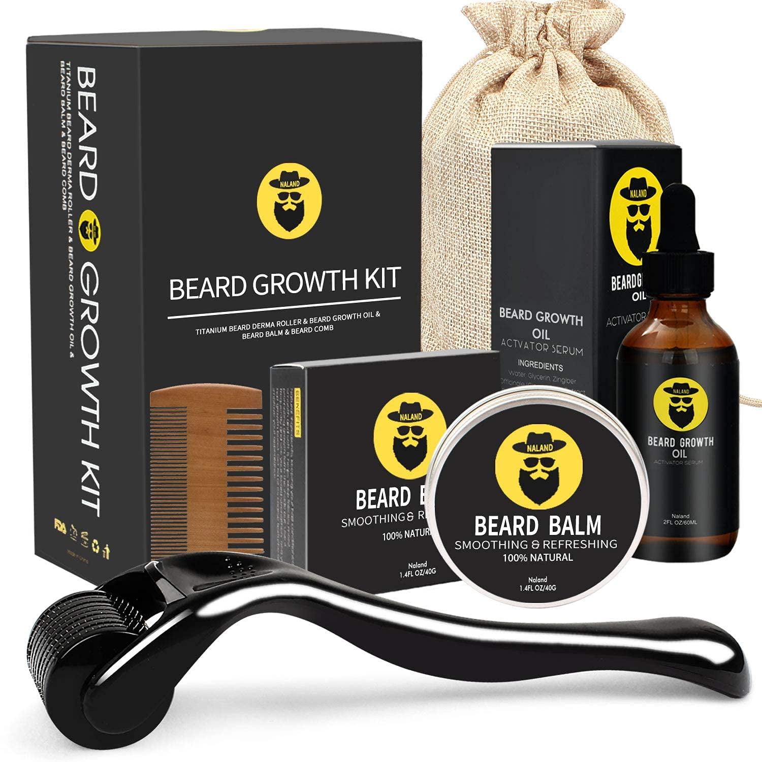 Beard Growth Kit - Derma Roller for Beard Growth, Beard Growth Serum Oil, Beard
