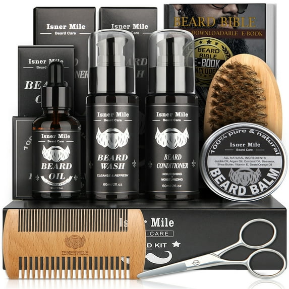 Beard Growth Kit, Beard Kit with Beard Roller, Beard Growth Oil,Beard Brush,Wash Conditioner for After Shave Lotions- Balm,Combs, Christmas Fathers Gifts for Men