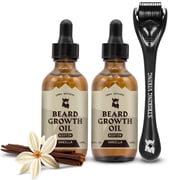 Striking Viking Beard Growth Oil 2 Pack Vanilla with Derma Roller Beard Care Set for Men
