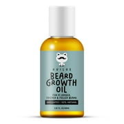 Beard Growth Oil for Mens Beard Care - Beard Grower, Facial Hair Growth Thickener For Curly/Coily Beard, 100% Natural & Fragrance-free 2 oz