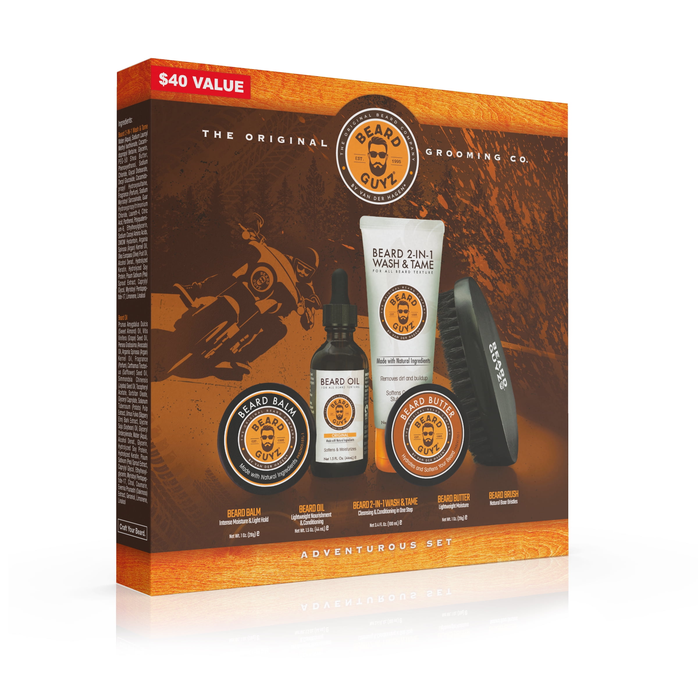 Beard Guyz Adventurous Grooming Set, for All Beard Textures, Men, 5 Piece