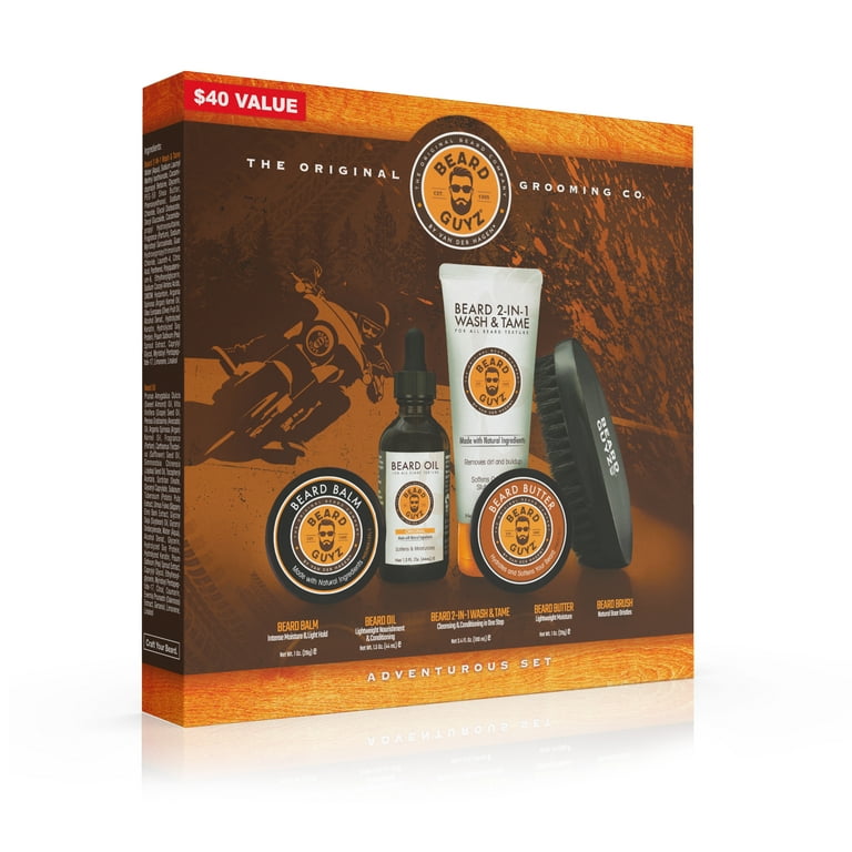 Beard Guyz Adventurous Grooming Set, Wash Kit, Growth Oil