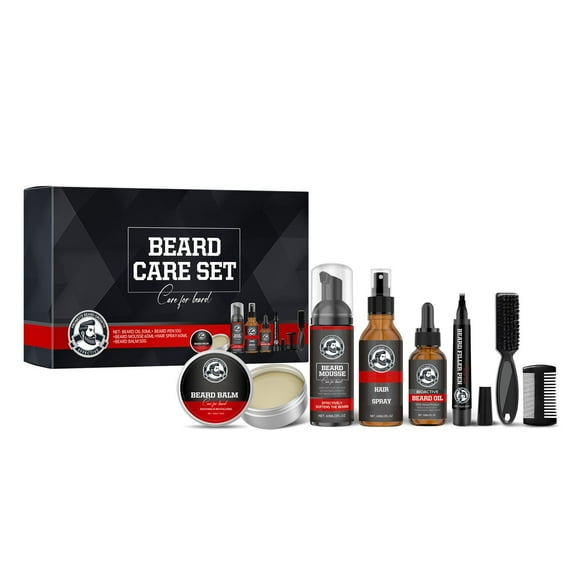 Beard Kit, Beard Grooming Kit, Beard Oil Beard Balm Beard Brush Beard Comb Beard Scissors, Christmas Gifts for Men Dad Husband Him Boyfriend