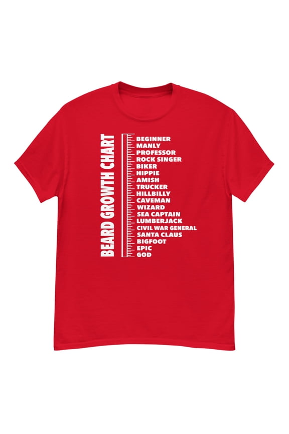Beard Length Ruler T-shirt Growth Chart Joke Gift Men's Funny Mens classic tee (Red, 5XL)