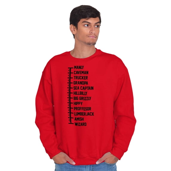 Beard Measure Manly Bearded Hipster Men's Big & Tall Crewneck Sweatshirt Brisco Brands 3X