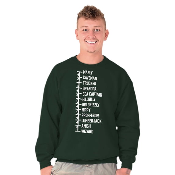 Beard Measure Manly Bearded Hipster Men's Crewneck Sweatshirt Brisco Brands 3X