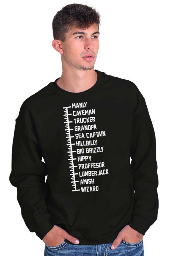 Beard Measure Manly Bearded Hipster Men's Crewneck Sweatshirt Brisco Brands L