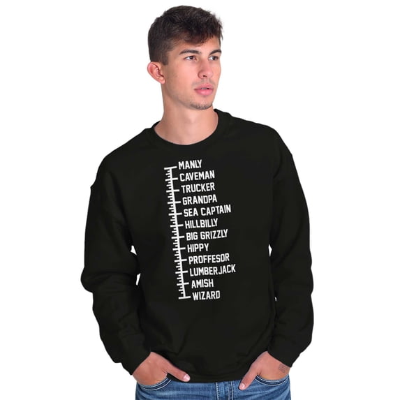Beard Measure Manly Bearded Hipster Men's Crewneck Sweatshirt Brisco Brands L
