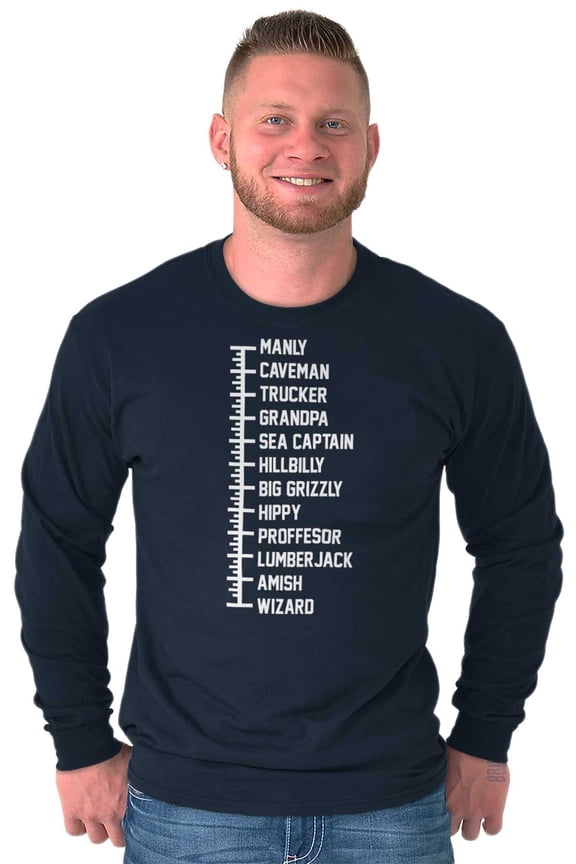 Beard Measure Manly Bearded Hipster Men's Long Sleeve Tee T Shirt Brisco Brands X