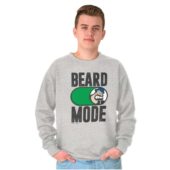 Beard Mode On Bluto Funny Bearded Men's Crewneck Sweatshirt Brisco Brands S