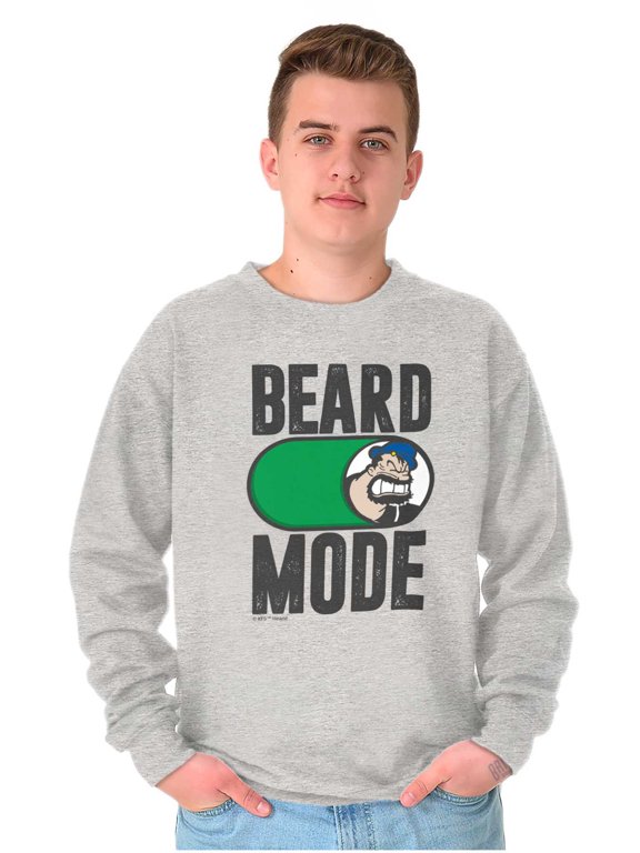 Beard Mode On Bluto Funny Bearded Men's Crewneck Sweatshirt Brisco Brands S