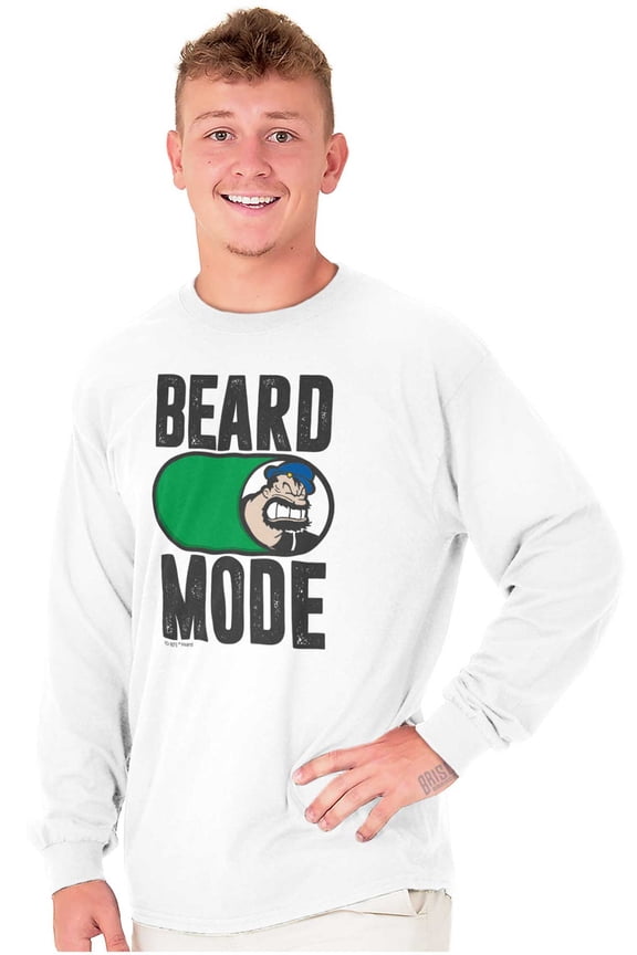 Beard Mode On Bluto Funny Bearded Men's Long Sleeve Tee T Shirt Brisco Brands S