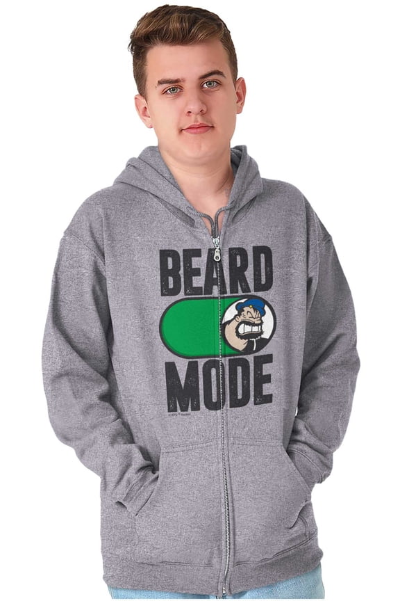 Beard Mode On Bluto Funny Bearded Zip Hoodie Sweatshirt Men Brisco Brands S