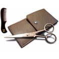 thumbnail image 1 of Striking viking beard and mustache scissors stainless steel grooming set with comb and pouch, 1 of 8