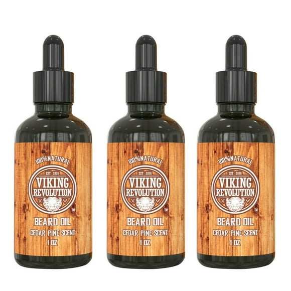 Beard Oil Conditioner - All Natural Cedarwood & Pine Scent with Argan & Jojoba Oils - Softens & Strengthens Beards and Mustaches for Men (3 Pack)