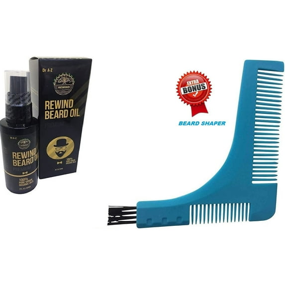 Beard Oil Set Beard Oil Dry Beard Itch Flaky - Beard Oil XL Premium 100% Pure Natural Organic Mustaches Bundle Free Beard Shaper Comb Blue