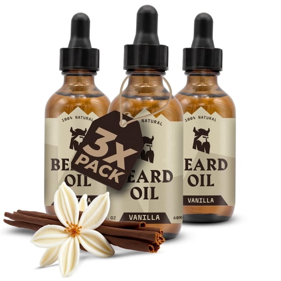 Striking Viking Vanilla Beard Oil 3 Pack Natural Beard Conditioner with Argan & Jojoba Oils