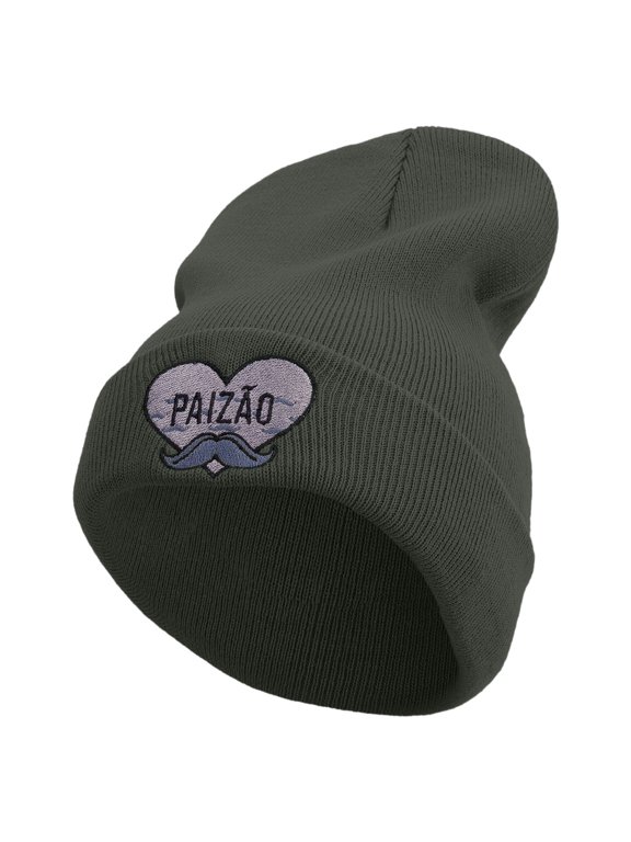 Beard Papi Embroidered 12 Inch Long Knitted Beanie - Dk Grey OSFM