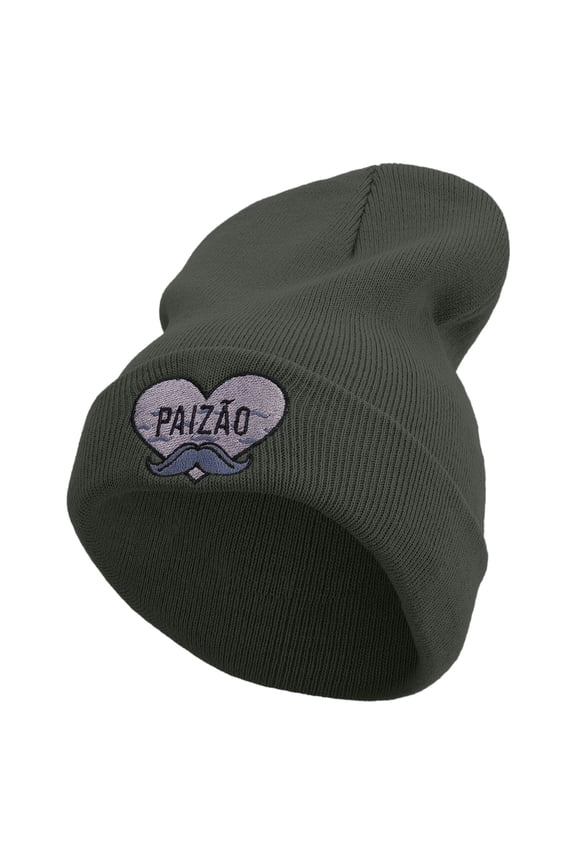 Beard Papi Embroidered 12 Inch Long Knitted Beanie - Dk Grey OSFM