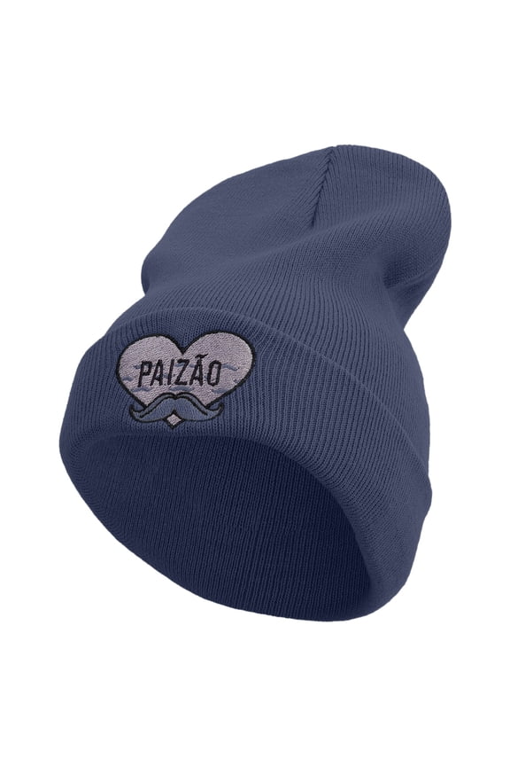 Beard Papi Embroidered 12 Inch Long Knitted Beanie - Navy OSFM