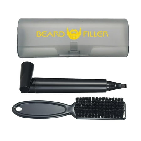 Beard Pencil Filler For Men Beard Pen & Beard Brush Long Lasting Coverage black