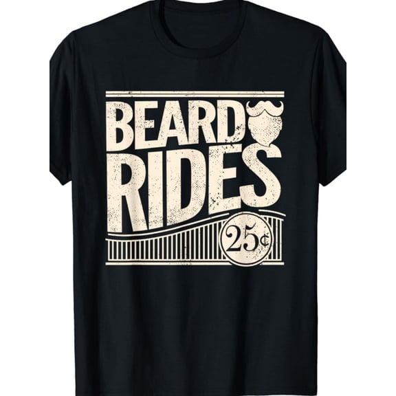 Beard Rides Funny Vintage Distressed Mens Beard Gift Unisex T-Shirt, All-Season, Family T-shirt
