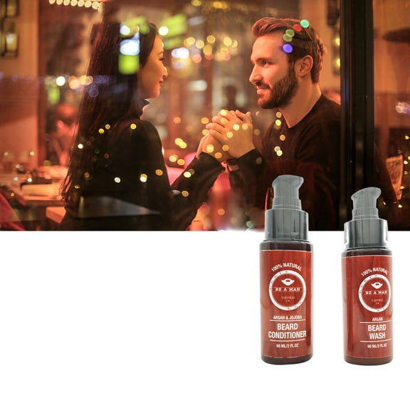 Beard Shampoo And Conditioner Set For Men - Grooming Beard Wash Kit, Softening Beard Care, Reduce Dryness, Smooth Beard Texture, Daily Use, Travel Size, Christmas Gift, Thanksgiving Gift, 2 Pack