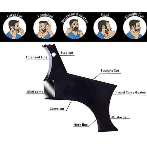 Beard Shaper, Beard Shaping Template, Facial Hair Grooming Tool with Ergonomic Grip and Symmetric Indicators, Durable Transparent ABS Plastic for Multiple Beard Styles and Portable Travel Size
