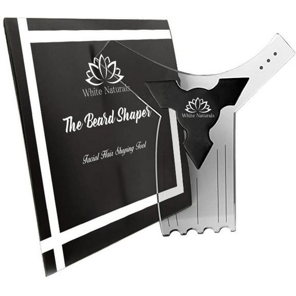 Beard Shaping Tool Guide for The Bearded Man, Best Shaper Styling Template for Perfect Line Up and Edging, Transparent Stencil Styling Goatee, Mustache and Neckline, Curve/Step or Straight Cut