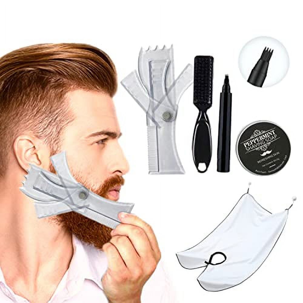 Beard Shaping Tool Kit Shaving Bib, Peppermint Shaving Soap, Beard
