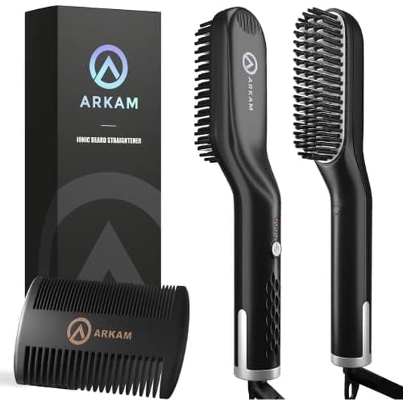Beard Straightener for Men - Original Heated Beard Brush Kit w/Anti ...
