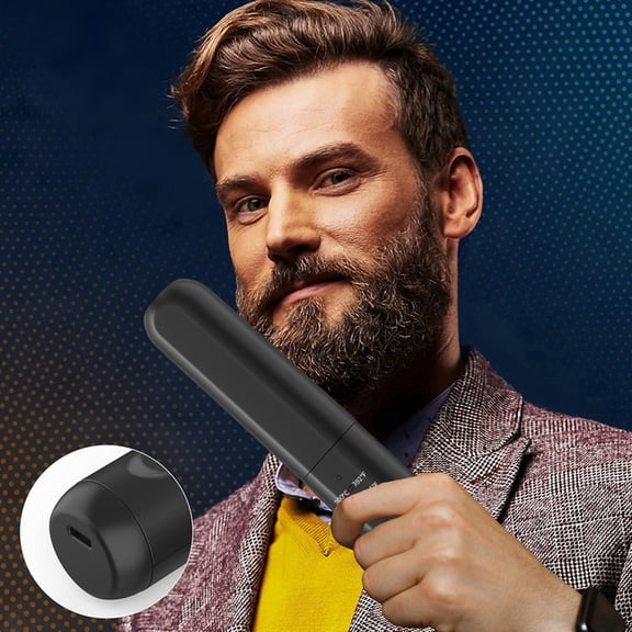Beard Straightener for Men: Cordless Heated Beard Brush for Men, Electric Hot Comb, Anti-Scald Mini Straightening Brush