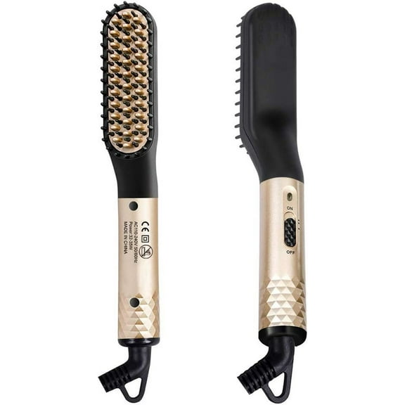 Beard Straightener for Men, Ionic Fast Heated Straightening Brush Hot Electric Mens Beard Comb Straightener Adjustable Temperatures