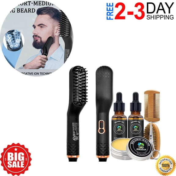 Beard Straightening Brush Anti-scalding Rechargeable Portable for Men