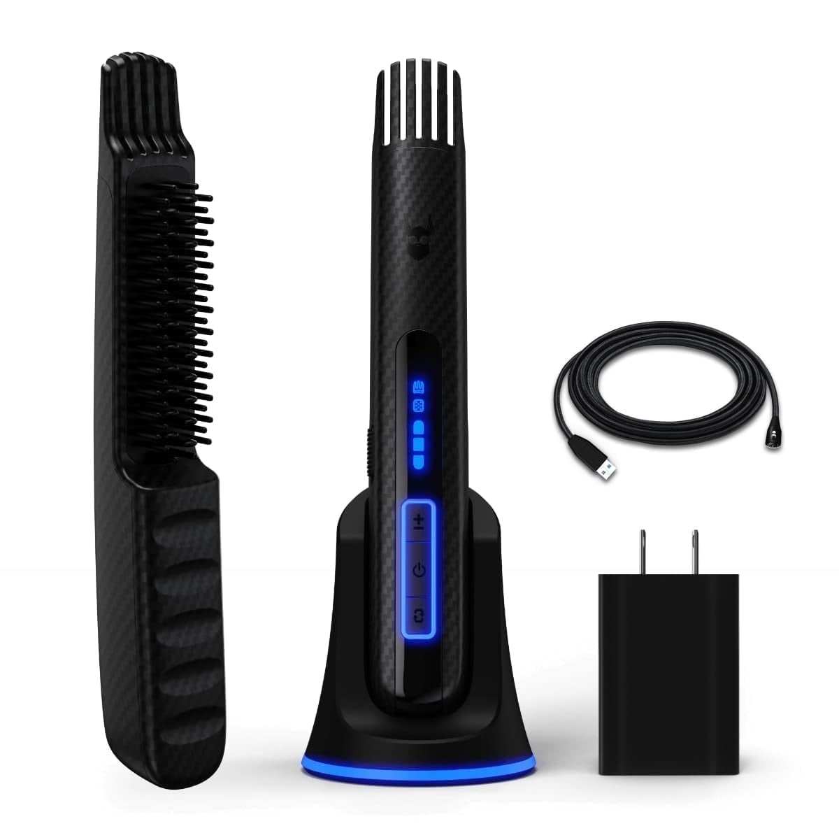 The Beard Struggle Carbon X Beard Straightener for Men - Heated Beard Brush - Cordless Beard Straightener for Men Wireless & Heated Beard Comb - Portable Beard Iron - Rechargeable, 3 Heat Settings