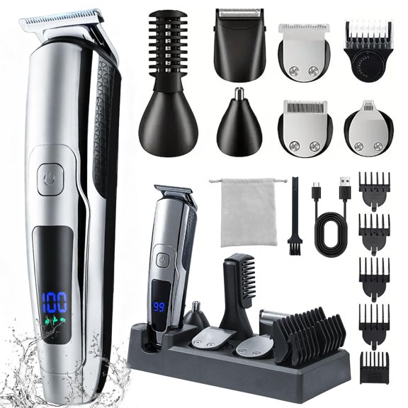 Beard Trimmer for Men, 20 Length Settings, 14-in-1 Cordless Grooming Kit, Waterproof Electric Razor for Men, Hair Trimmer, Nose Hair Trimmer, Cordless Hair Clippers with Travel Bag
