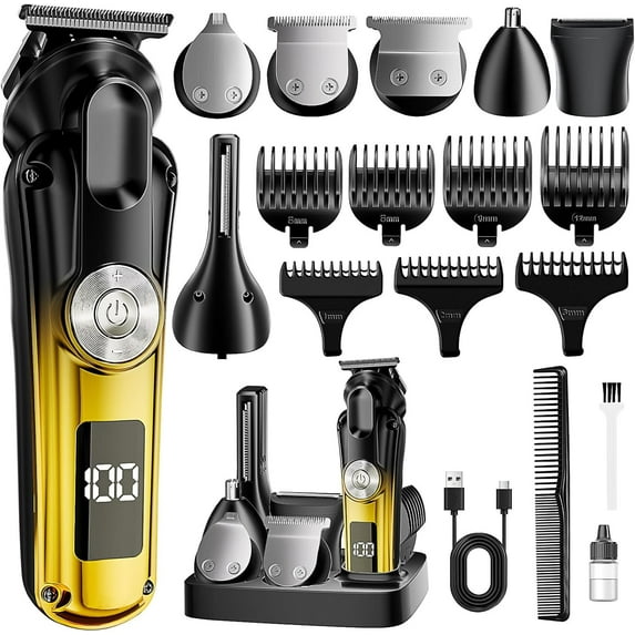 Beard Trimmer for Men, IPX6 Waterproof Electric Shaver Razor&Cordless Hair Clipper Grooming Kit Hair Trimmer for Nose, Body, Face and Mustache, Gifts for Men