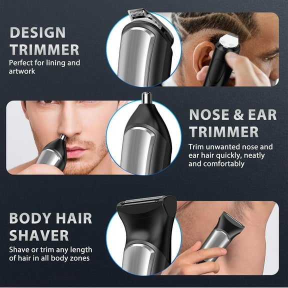 Beard Trimmer for Men, Shavers for Men, Electric Cordless Rechargeable Hair Trimmer Clipper, Waterproof Mens Grooming Kit for Mustache Nose Body Face, Gifts for Men