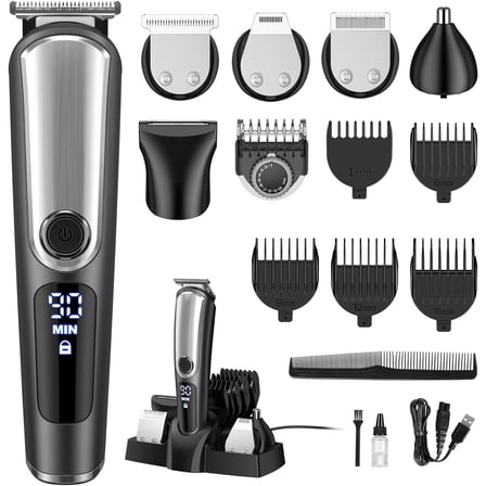 Beard Trimmer for Men, Shavers for Men, Electric Cordless Rechargeable Hair Trimmer Clipper, Waterproof Mens Grooming Kit for Mustache Nose Body Face, Gifts for Men
