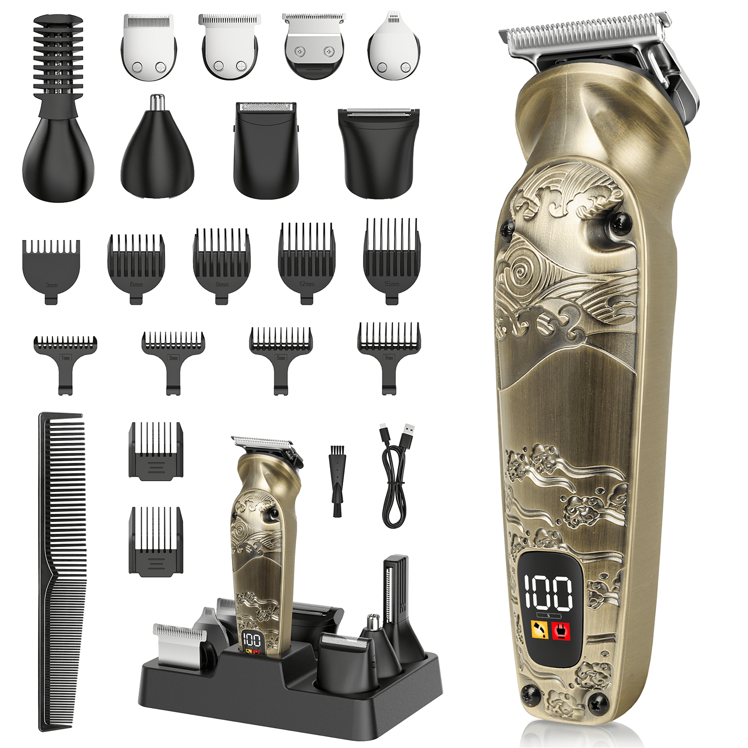 Beard Trimmer for Men, Professional 8 in 1 Electric Razor Shavers for Men, Cordless Hair Clippers and Trimmers Set, Grooming Kit for Nose, Face, Mustache and Body, Gifts for Men