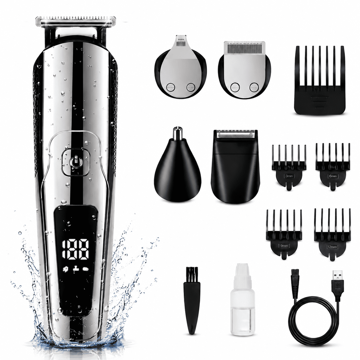Taylarm Beard Trimmer for Men, 5-in-1 Hair Clippers Grooming Shaving Kit T-Blade Trimmer Electric Shaver Razor Nose Hair Trimmer Hair Cutting Kit, Gifts for Men Husband Father